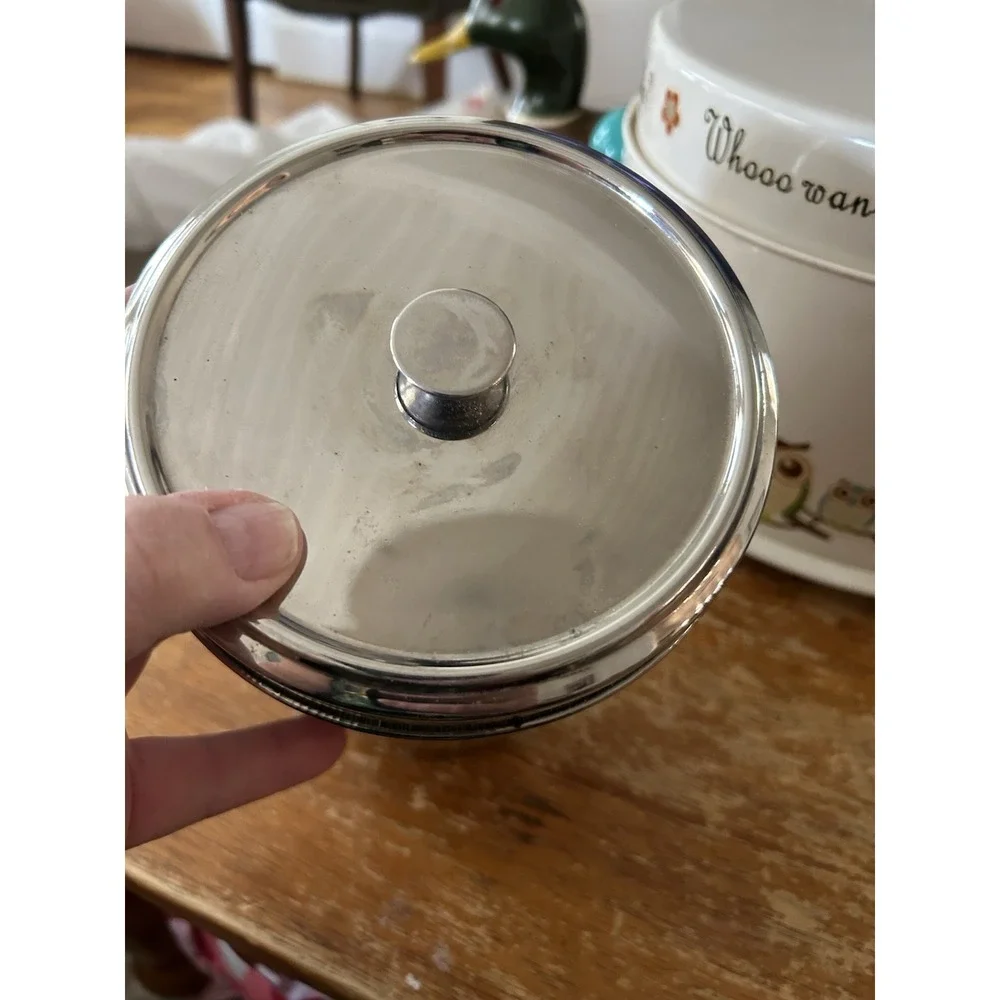 Vintage Stainless Steel Canister Set of 3 w/ Lids MCM Kitchen Storage NESTING